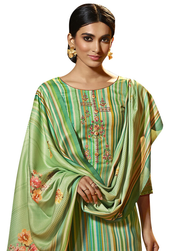 Stylee Lifestyle Green Pashmina Printed Dress Material