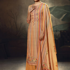 Stylee Lifestyle Orange Pashmina Printed Dress Material