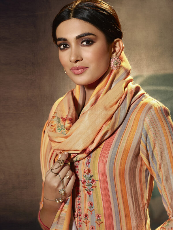 Stylee Lifestyle Orange Pashmina Printed Dress Material