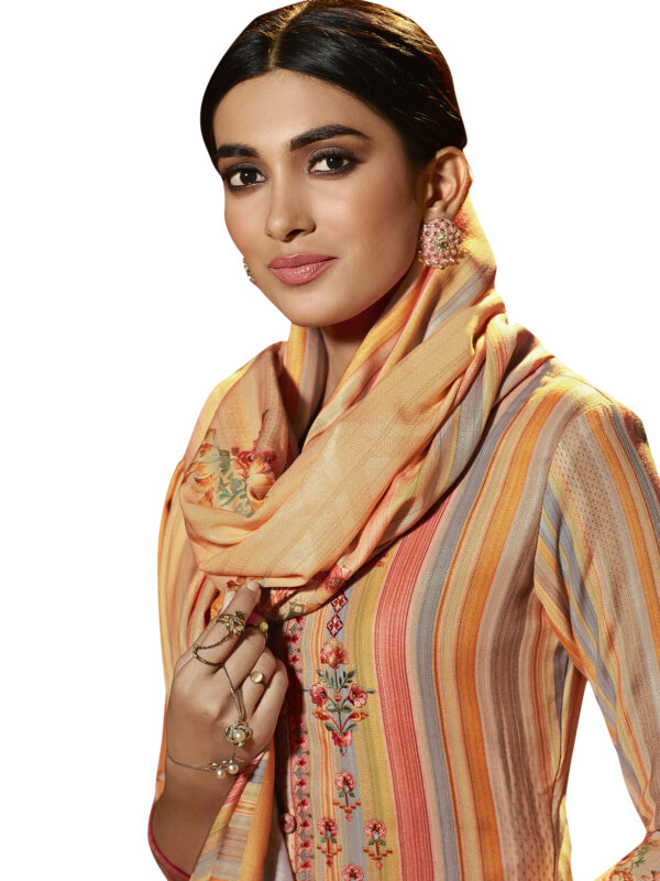 Stylee Lifestyle Orange Pashmina Printed Dress Material