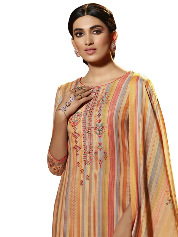 Stylee Lifestyle Orange Pashmina Printed Dress Material