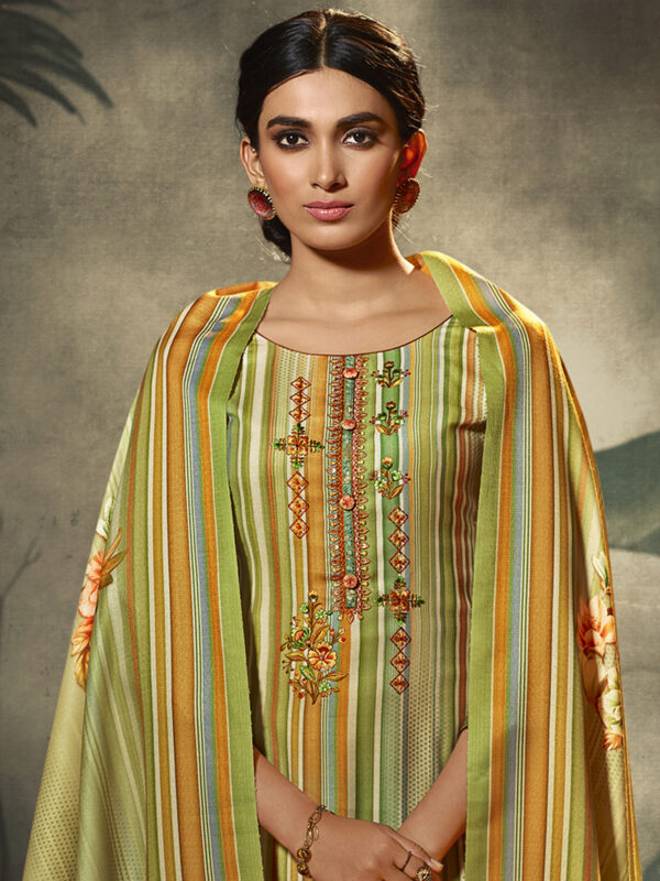 Stylee Lifestyle Green Pashmina Printed Dress Material