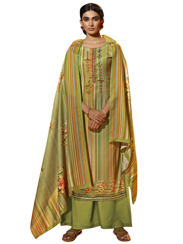 Stylee Lifestyle Green Pashmina Printed Dress Material