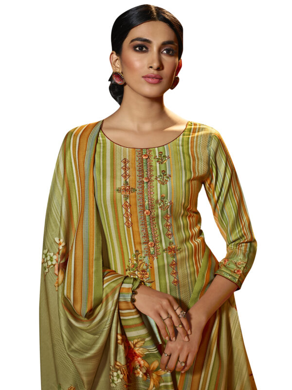 Stylee Lifestyle Green Pashmina Printed Dress Material