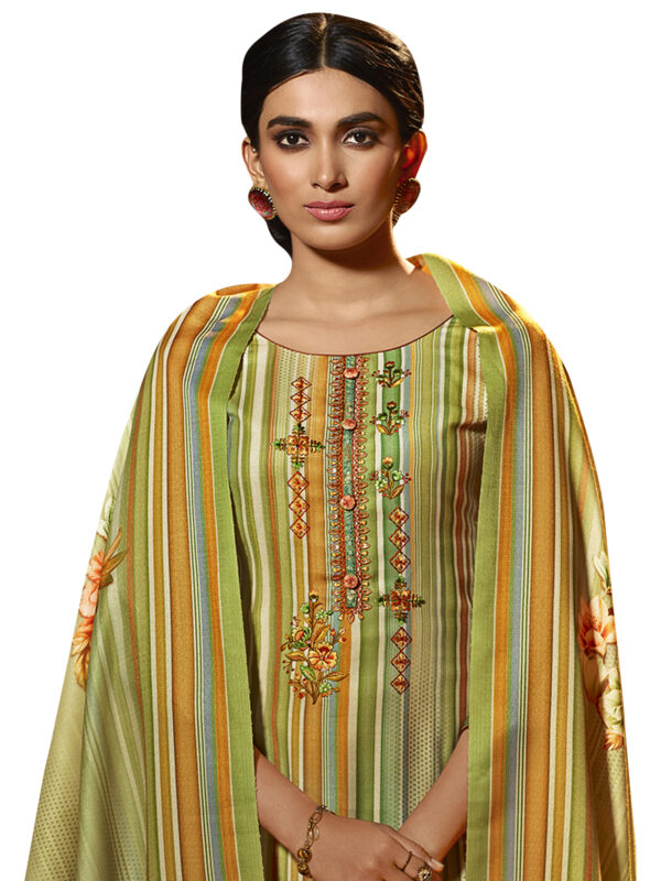 Stylee Lifestyle Green Pashmina Printed Dress Material