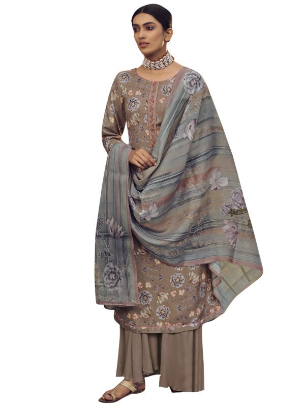 Stylee Lifestyle Beige Pashmina Printed Dress Material