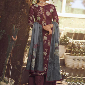 Stylee Lifestyle Maroon Pashmina Printed Dress Material