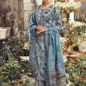 Stylee Lifestyle Blue Pashmina Printed Dress Material