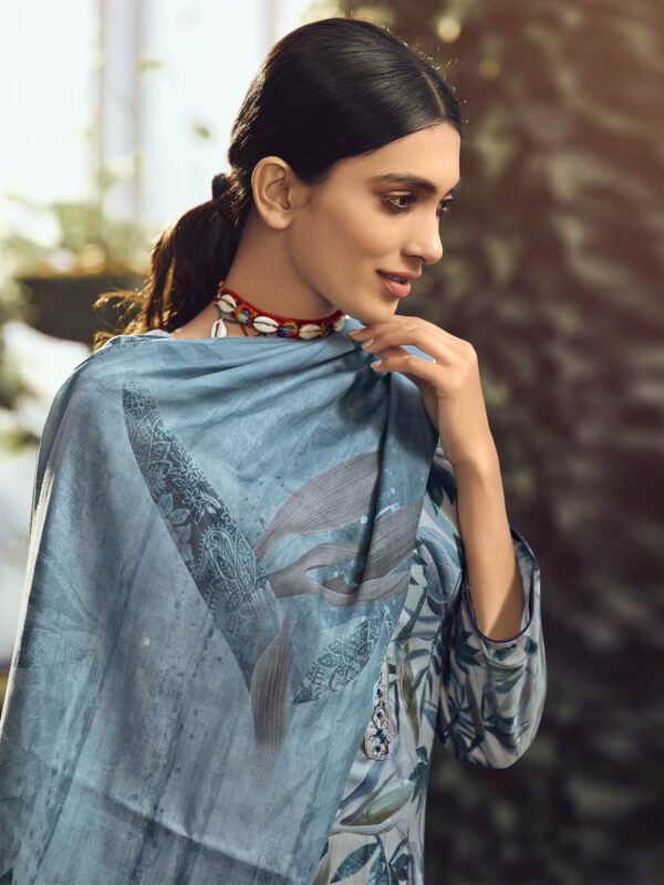 Stylee Lifestyle Blue Pashmina Printed Dress Material
