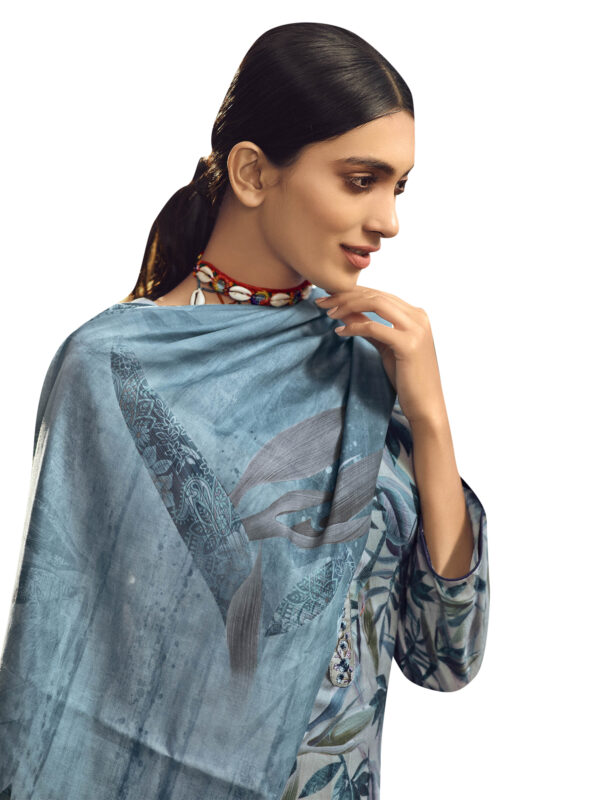 Stylee Lifestyle Blue Pashmina Printed Dress Material