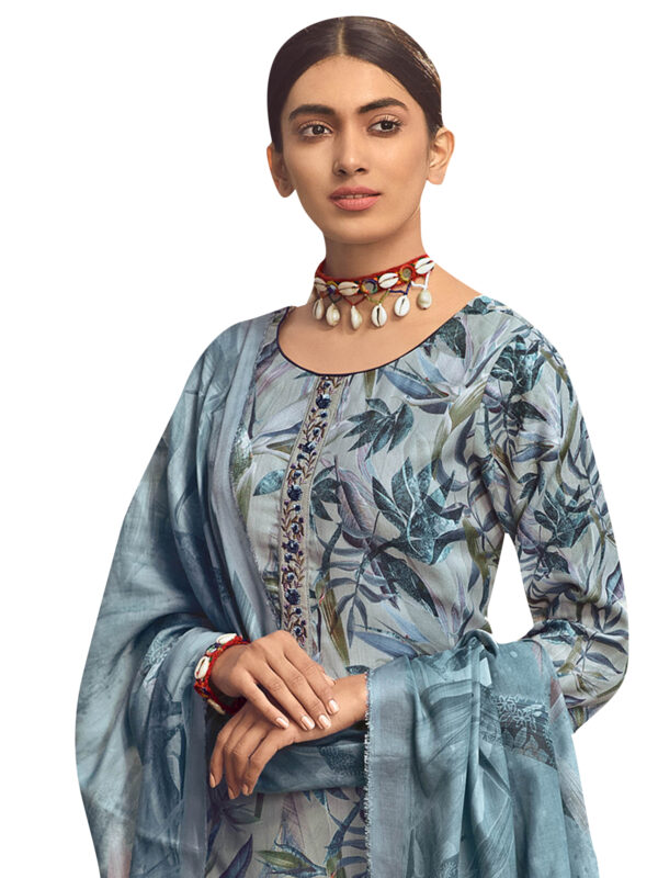 Stylee Lifestyle Blue Pashmina Printed Dress Material