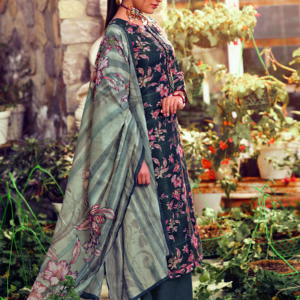 Stylee Lifestyle Navy Blue Pashmina Printed Dress Material
