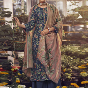 Stylee Lifestyle Blue Pashmina Printed Dress Material
