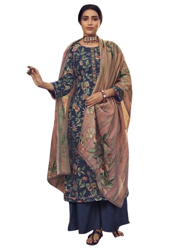 Stylee Lifestyle Blue Pashmina Printed Dress Material