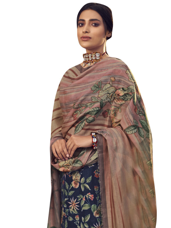 Stylee Lifestyle Blue Pashmina Printed Dress Material