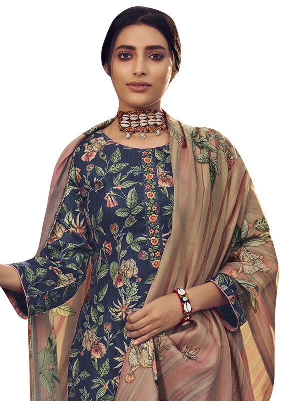 Stylee Lifestyle Blue Pashmina Printed Dress Material