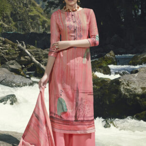 Stylee Lifestyle Pink Pashmina Printed Dress Material