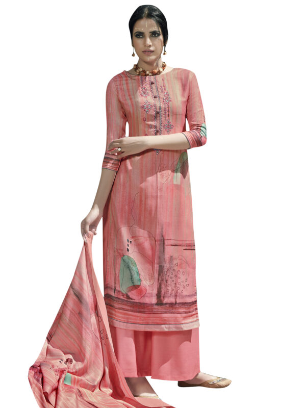 Stylee Lifestyle Pink Pashmina Printed Dress Material