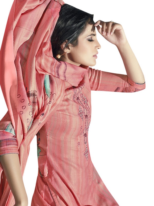 Stylee Lifestyle Pink Pashmina Printed Dress Material