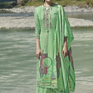 Stylee Lifestyle Green Pashmina Printed Dress Material