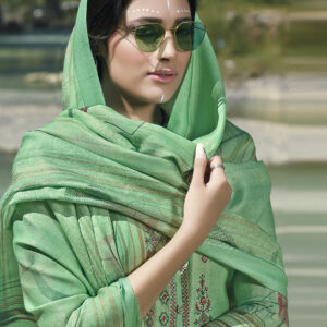 Stylee Lifestyle Green Pashmina Printed Dress Material