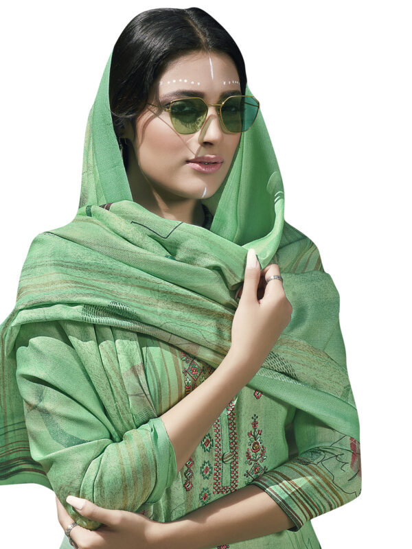 Stylee Lifestyle Green Pashmina Printed Dress Material