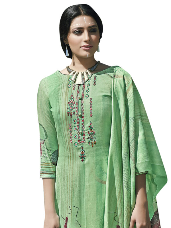 Stylee Lifestyle Green Pashmina Printed Dress Material