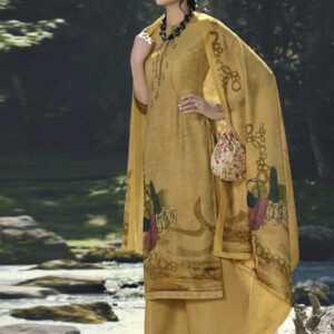 Stylee Lifestyle Yellow Pashmina Printed Dress Material