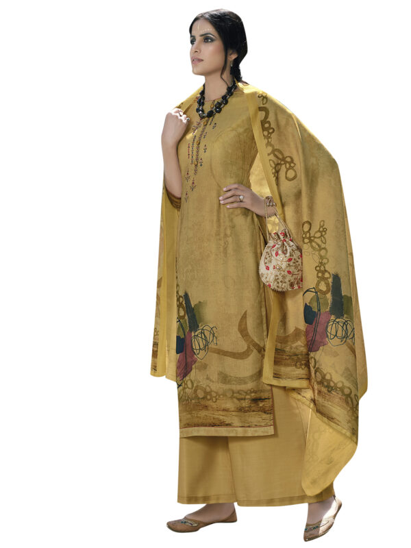 Stylee Lifestyle Yellow Pashmina Printed Dress Material