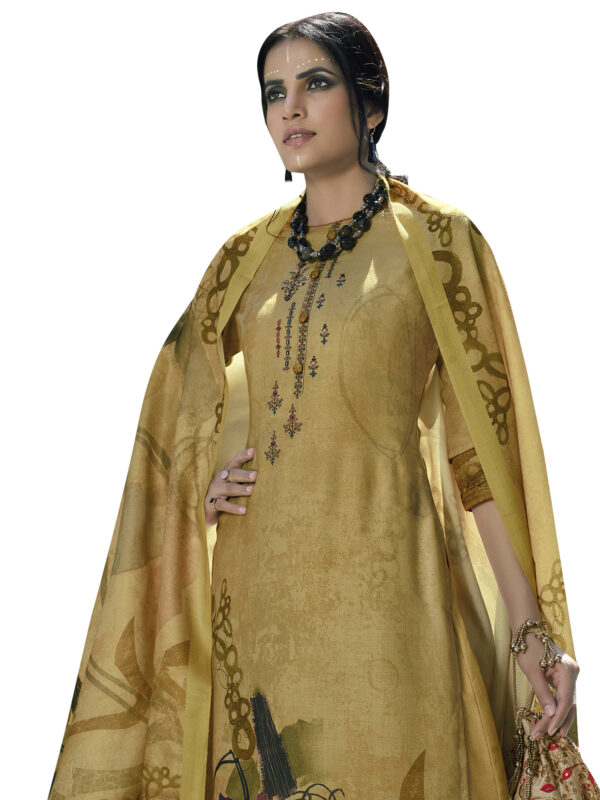 Stylee Lifestyle Yellow Pashmina Printed Dress Material