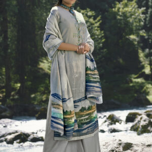 Stylee Lifestyle Grey Pashmina Printed Dress Material