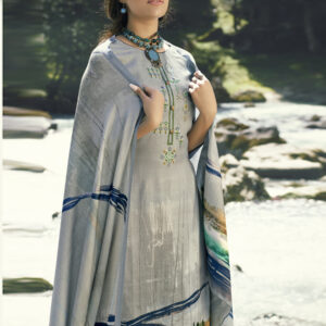 Stylee Lifestyle Grey Pashmina Printed Dress Material