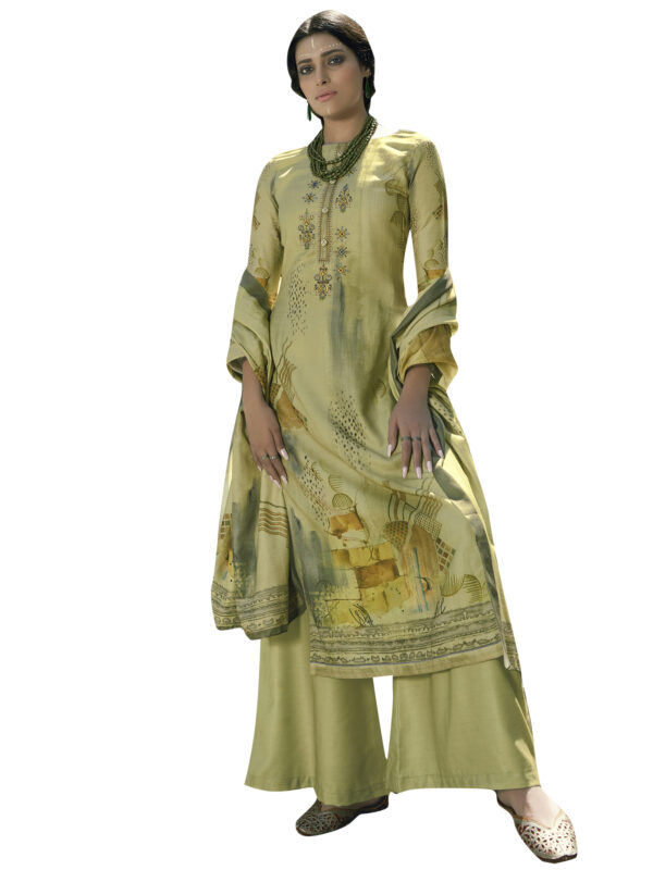 Stylee Lifestyle Green Pashmina Printed Dress Material