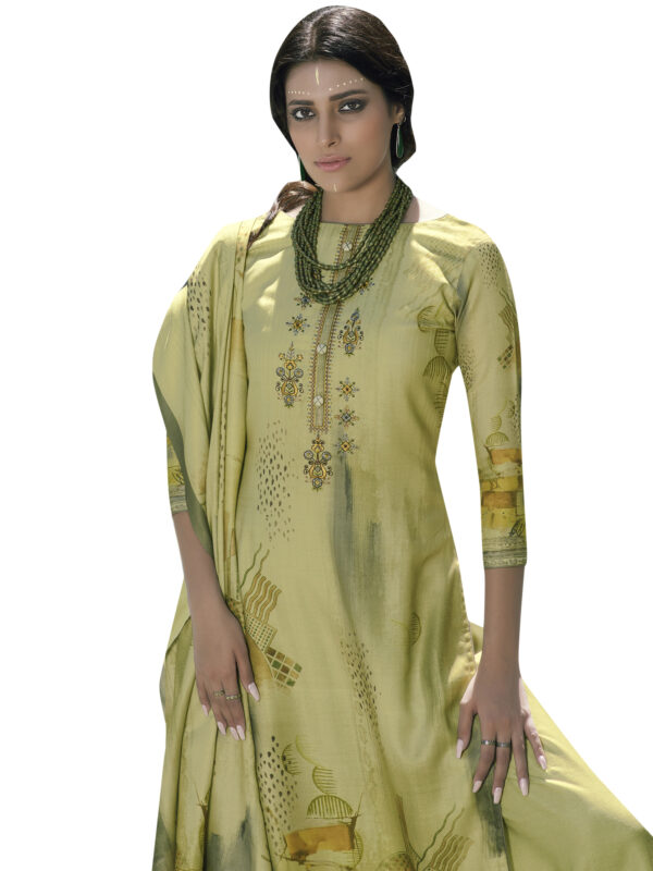 Stylee Lifestyle Green Pashmina Printed Dress Material