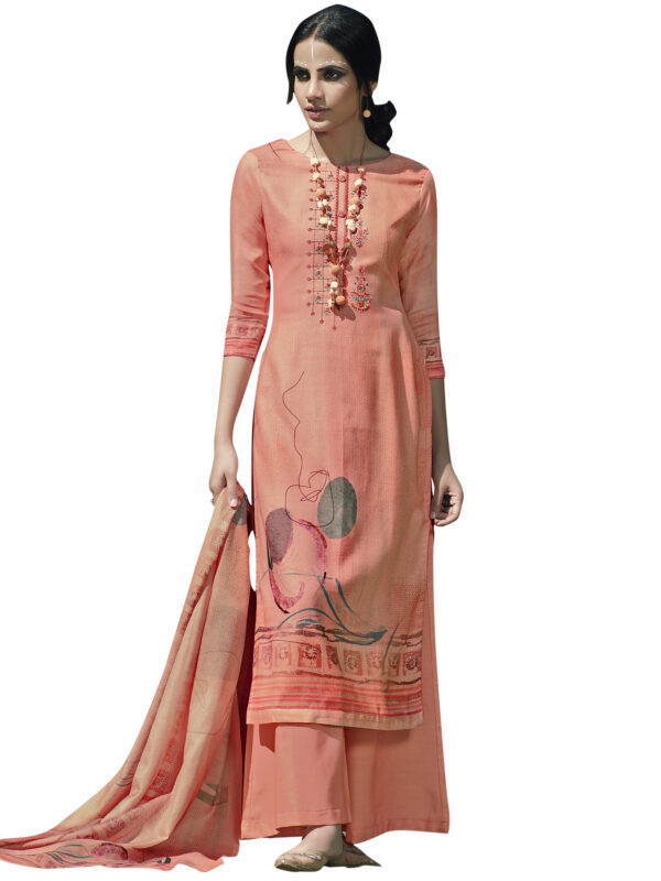 Stylee Lifestyle Peach Pashmina Printed Dress Material