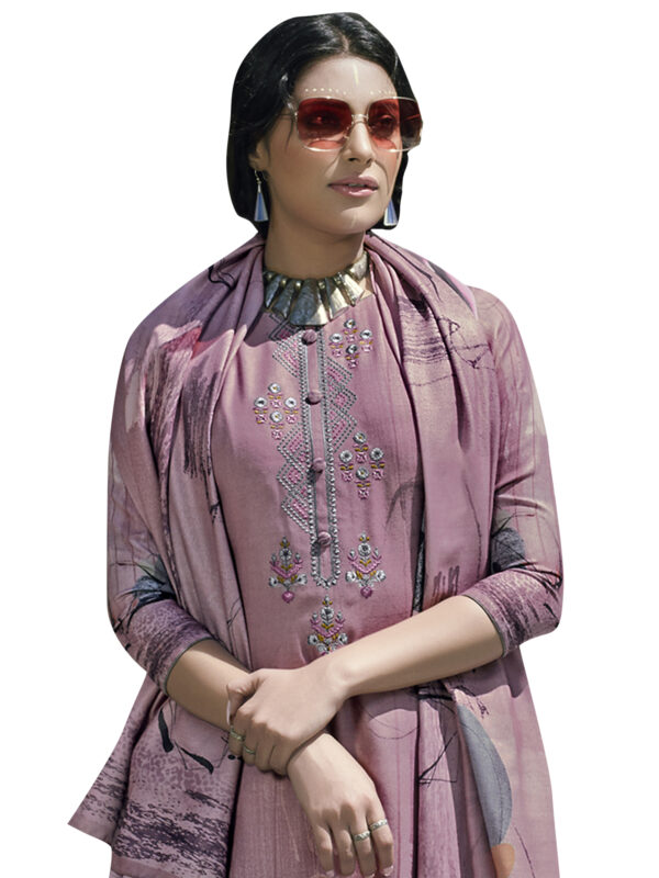 Stylee Lifestyle Purple Pashmina Printed Dress Material