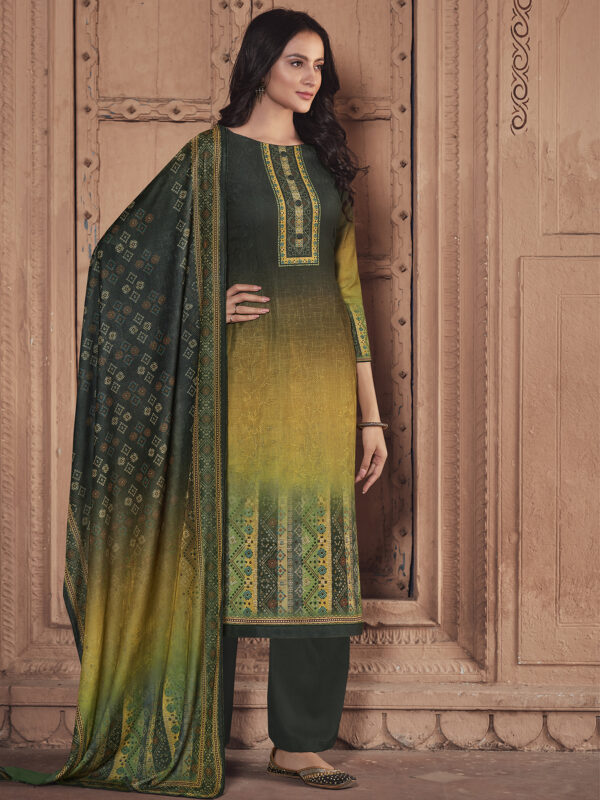 Stylee Lifestyle Green Pashmina Printed Dress Material