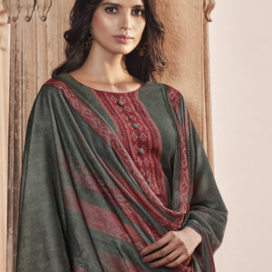 Stylee Lifestyle Olive Green Pashmina Printed Dress Material