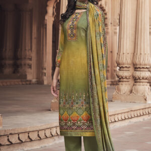 Stylee Lifestyle Green Pashmina Printed Dress Material