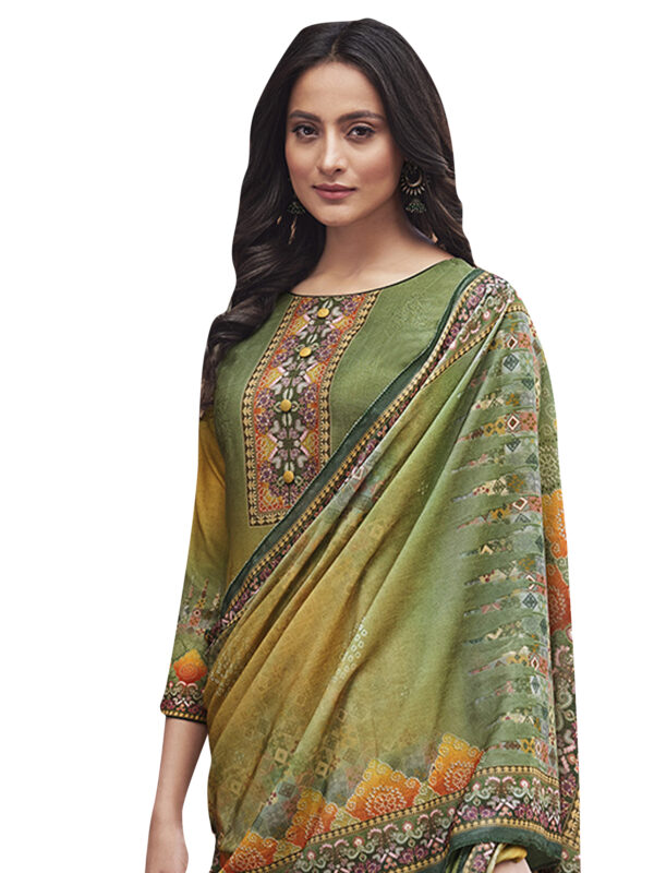 Stylee Lifestyle Green Pashmina Printed Dress Material