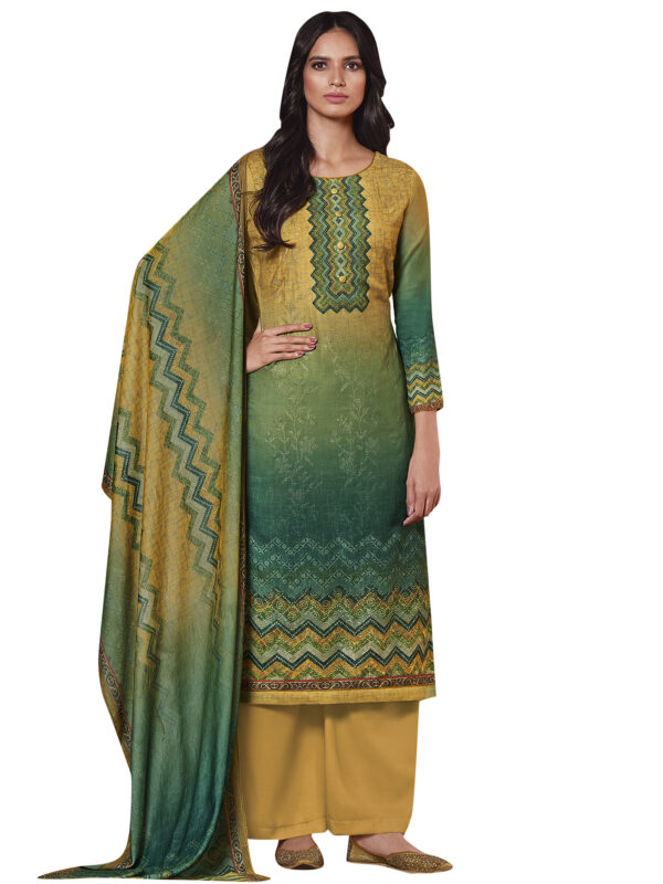 Stylee Lifestyle Yellow Pashmina Printed Dress Material