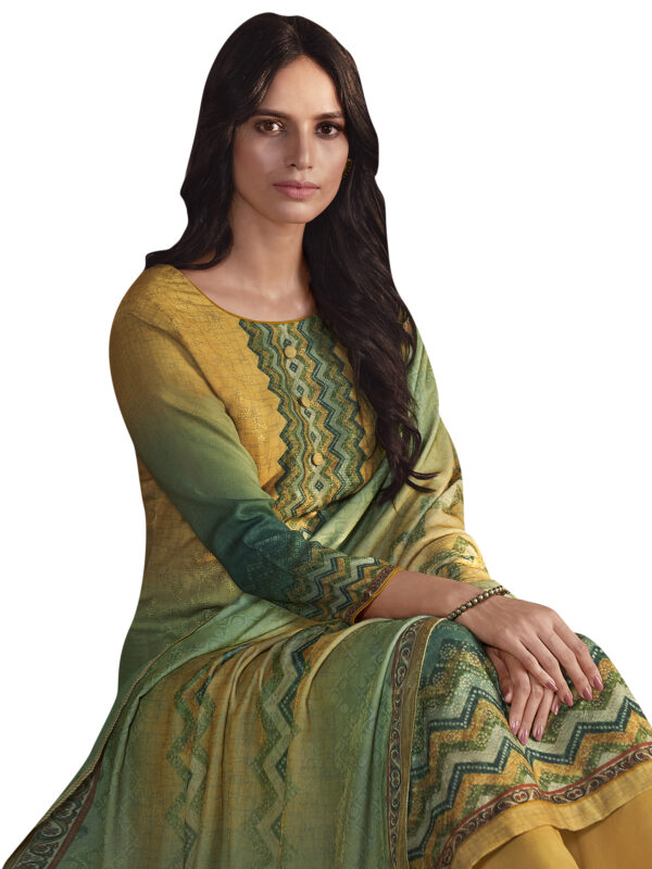 Stylee Lifestyle Yellow Pashmina Printed Dress Material