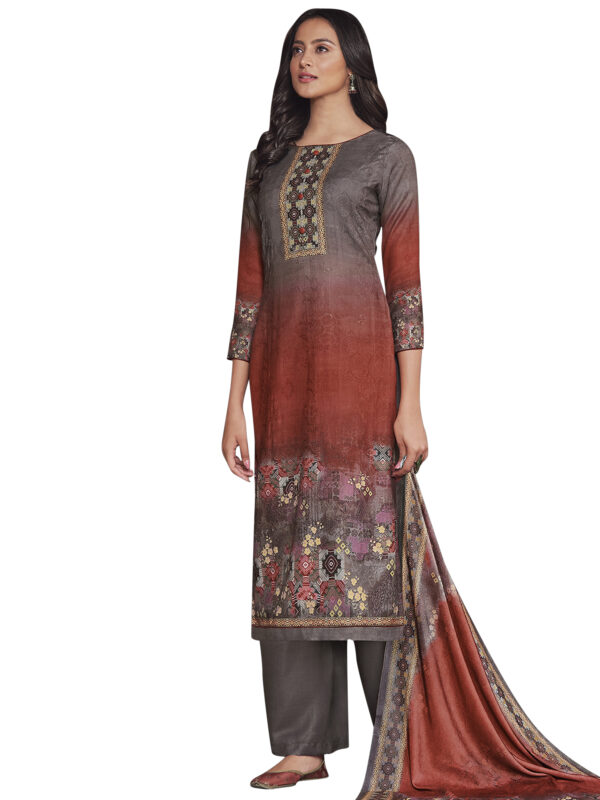 Stylee Lifestyle Grey Pashmina Printed Dress Material