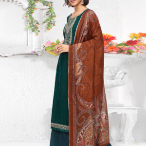 Stylee Lifestyle Green Velvet Embroidered Dress Material