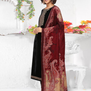 Stylee Lifestyle Black Velvet Embroidered Dress Material