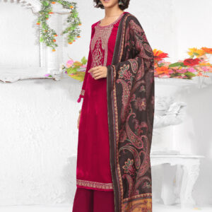 Stylee Lifestyle Red Velvet Embroidered Dress Material