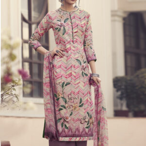 Stylee Lifestyle Pink Jam Satin Embroidered Dress Material