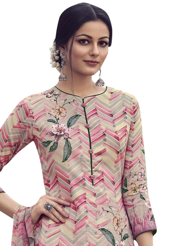 Stylee Lifestyle Pink Jam Satin Embroidered Dress Material