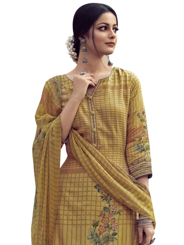 Stylee Lifestyle Yellow Jam Satin Embroidered Dress Material