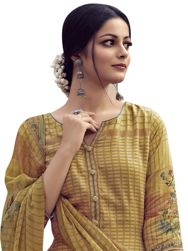 Stylee Lifestyle Yellow Jam Satin Embroidered Dress Material